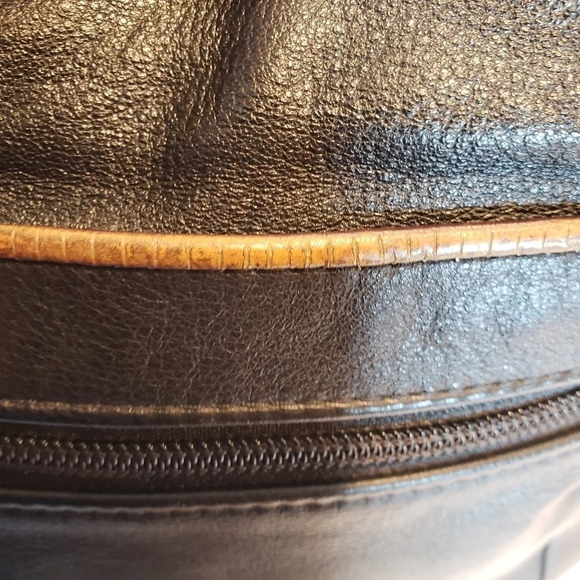 D'ONOFRIO Black Leather Designs Bag Adjustable Strap Crocodile Purse - Picture 13 of 16